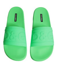 Dolce & Gabbana Dolce & Gabbana Green Leather Slides Sandals Beachwear Men's Shoes
