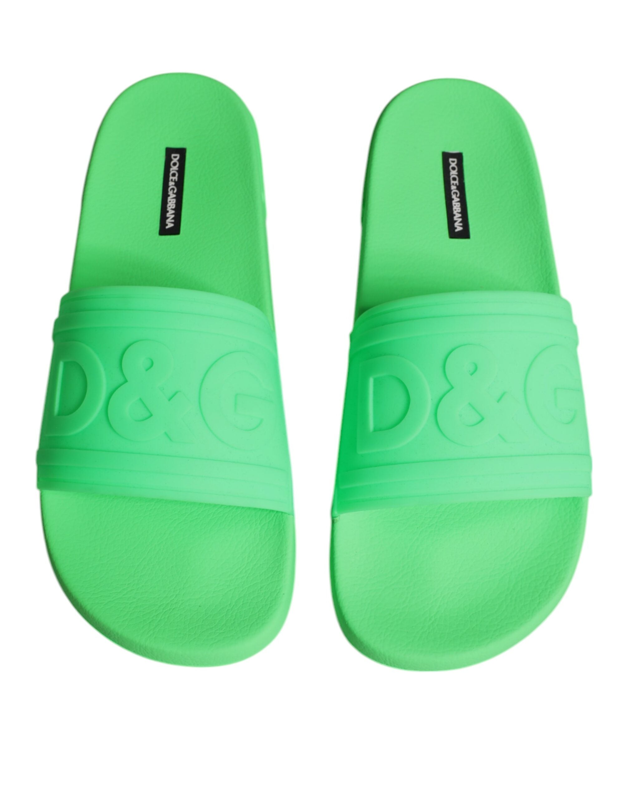 Dolce & Gabbana Dolce & Gabbana Green Leather Slides Sandals Beachwear Men's Shoes