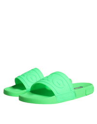 Dolce & Gabbana Dolce & Gabbana Green Leather Slides Sandals Beachwear Men's Shoes