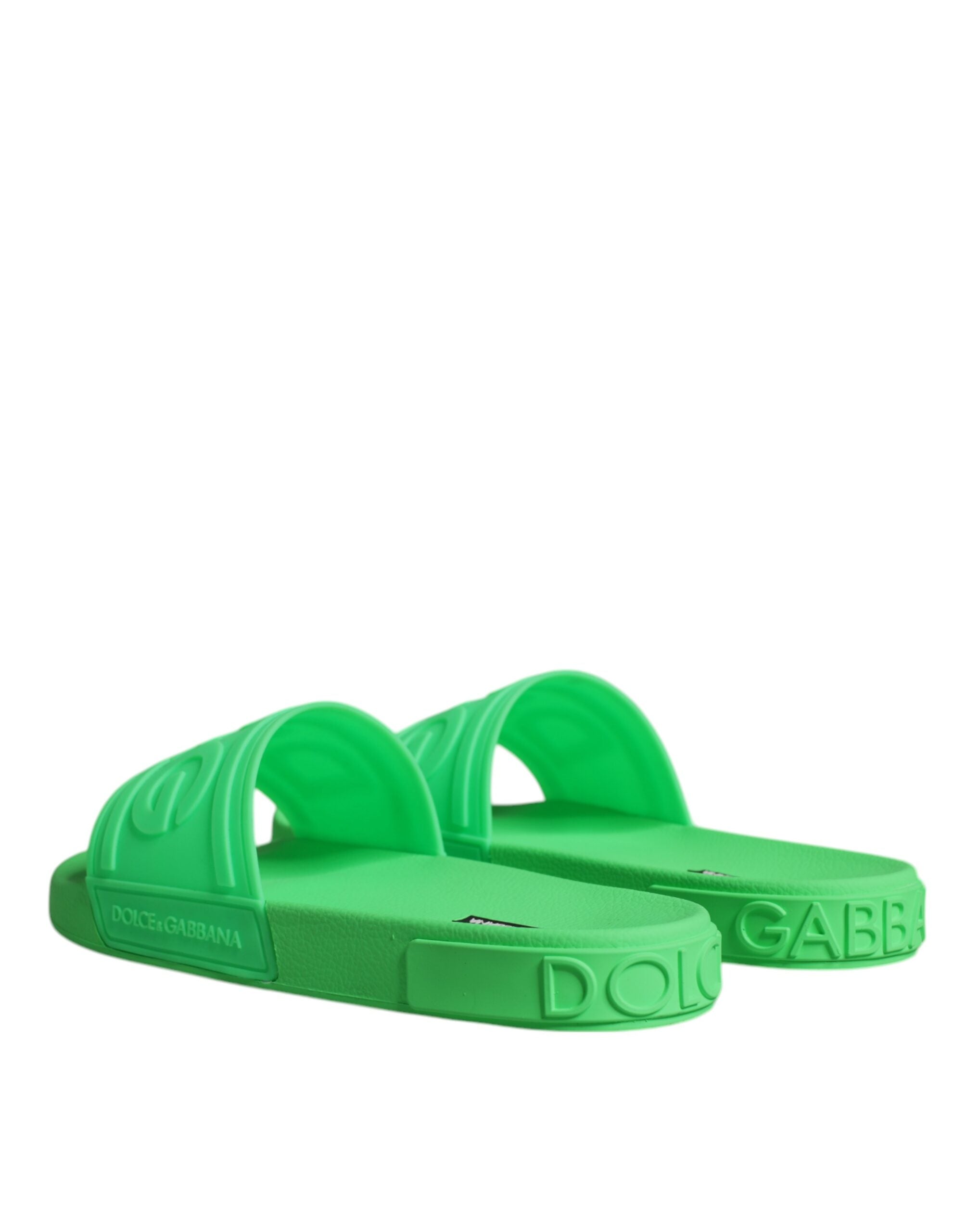 Dolce & Gabbana Dolce & Gabbana Green Leather Slides Sandals Beachwear Men's Shoes