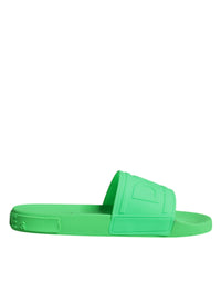 Dolce & Gabbana Dolce & Gabbana Green Leather Slides Sandals Beachwear Men's Shoes