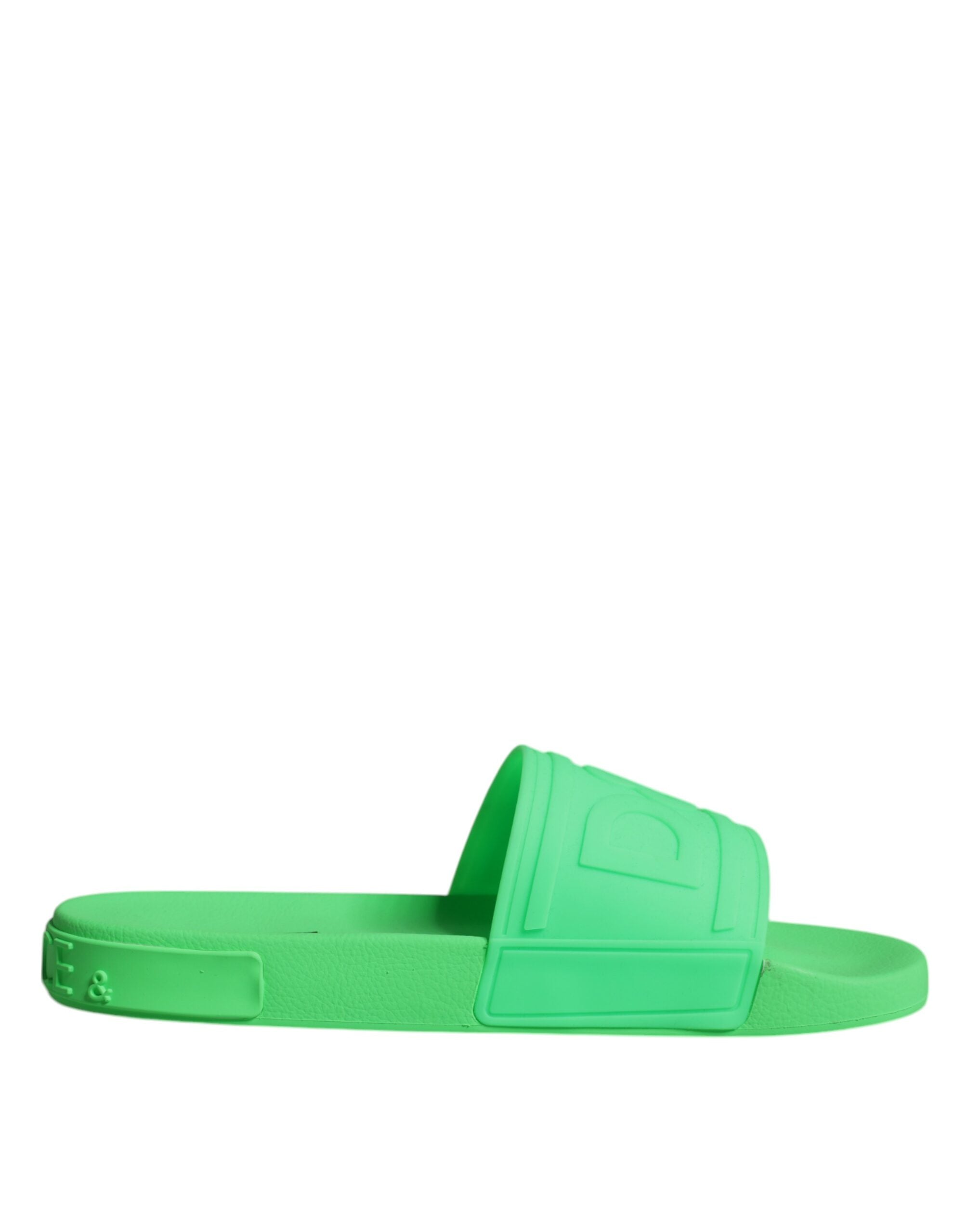 Dolce & Gabbana Dolce & Gabbana Green Leather Slides Sandals Beachwear Men's Shoes