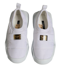 Dolce & Gabbana White Padded Fabric Low Top Sneakers Women's Shoes