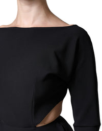 Dolce & Gabbana Black Viscose Cut Out A-line Long Sleeves Mini Women's Dress