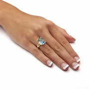 PalmBeach Jewelry Yellow Gold-plated Emerald Cut Simulated Birthstone Ring Sizes 5-10-December-Blue Topaz