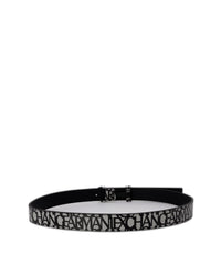 Armani Exchange Men's Black Logo Leather Belt