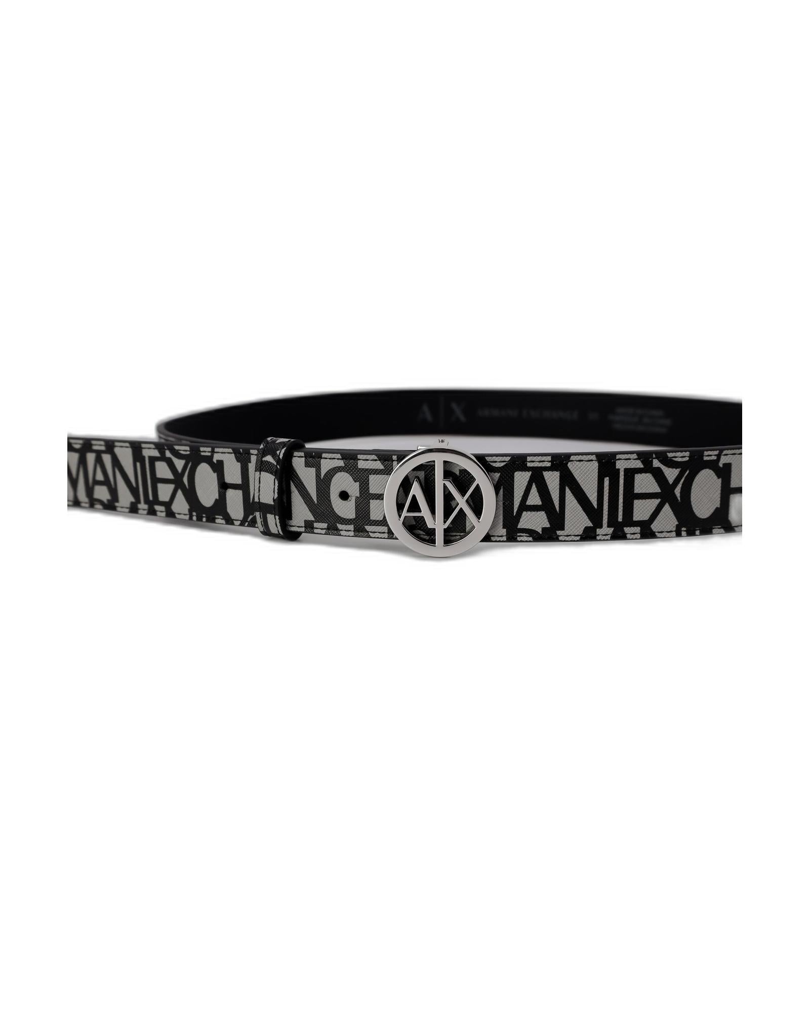 Armani Exchange Men's Black Logo Leather Belt