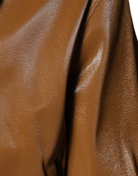 Dolce & Gabbana Brown Leather Full Zip Men Bomber Men's Jacket