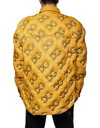 Dolce & Gabbana Yellow Logo Padded Buttoned Blouson Men's Jacket