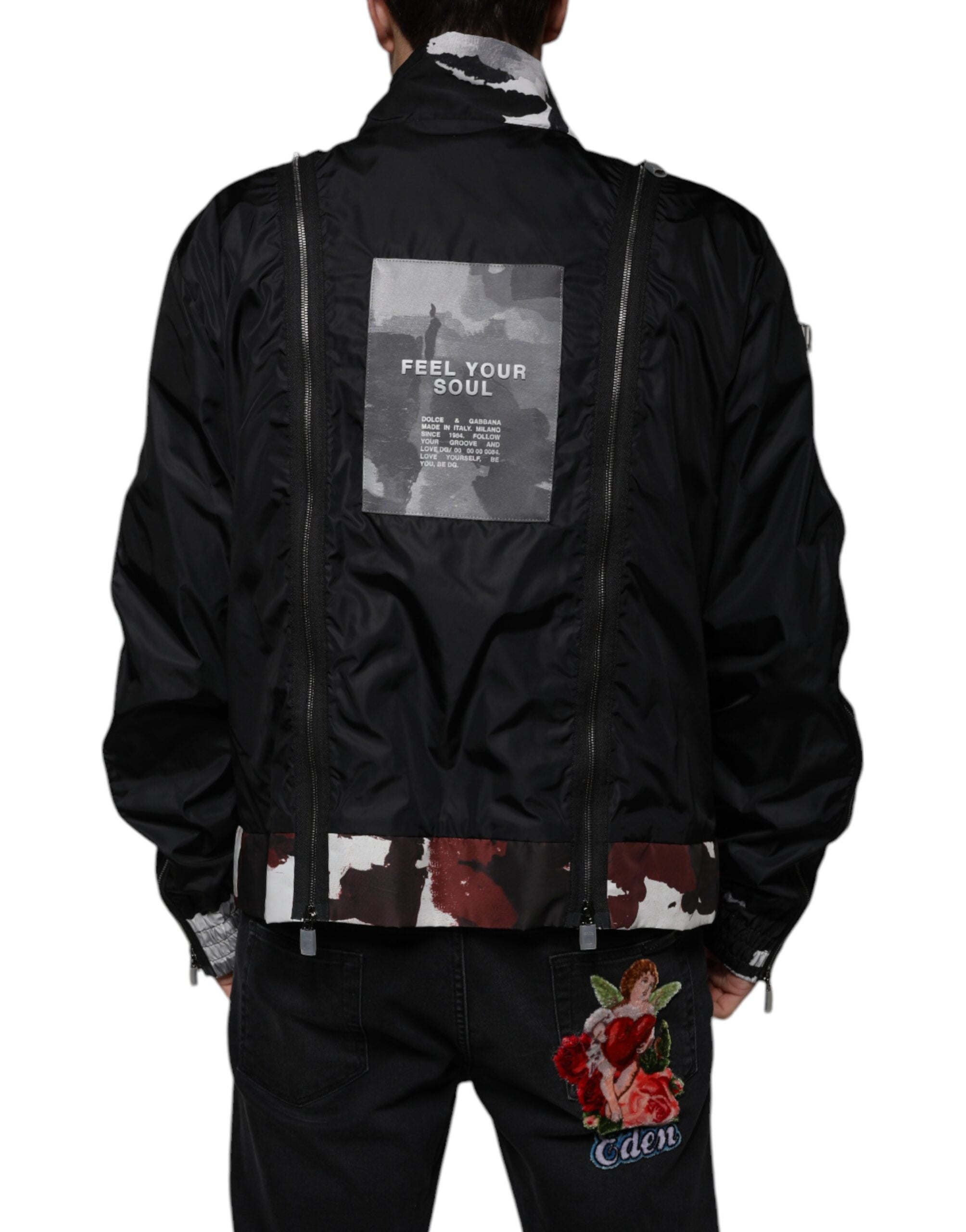 Dolce & Gabbana Black Nylon Full Zip Men Bomber Men's Jacket