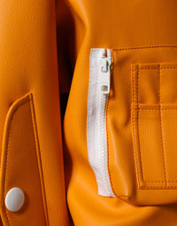 Dolce & Gabbana Orange White Full Zip Jersey Bomber Men's Jacket