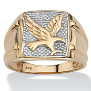 PalmBeach Jewelry Men's Yellow Gold-plated Sterling Silver Genuine Diamond Accent Two Tone Eagle Ring Sizes 8-13