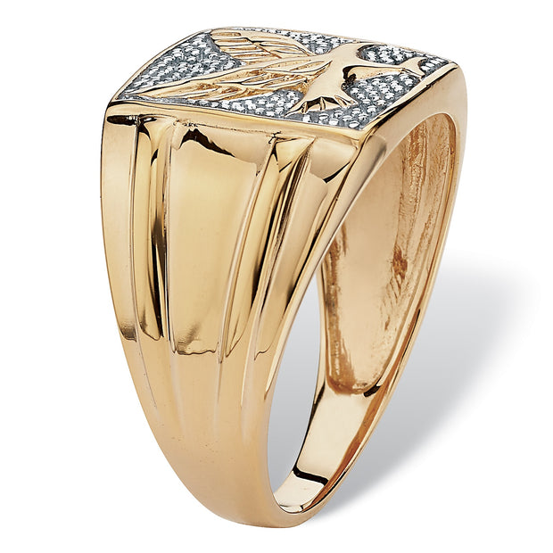 PalmBeach Jewelry Men's Yellow Gold-plated Sterling Silver Genuine Diamond Accent Two Tone Eagle Ring Sizes 8-13