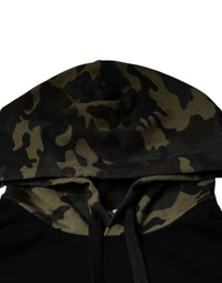 Dolce & Gabbana Black Camouflage Hooded Sweatshirt Men's Sweater