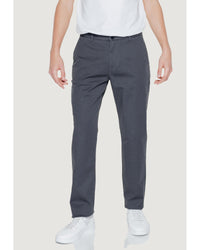 Armani Exchange Plain Cotton Trousers with Front and Back Pockets Black