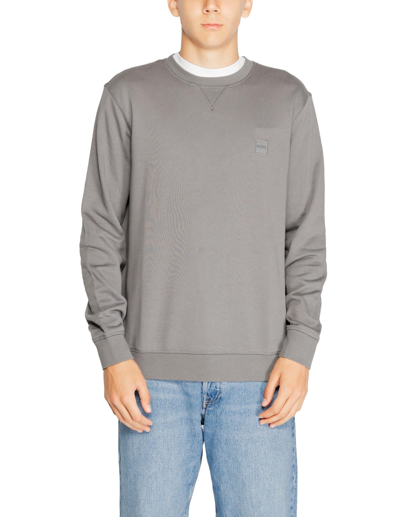 Boss Green Patch Crew Sweat Sweatshirt for Men Medium Grey Grey