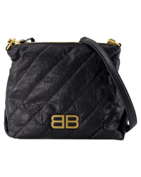Balenciaga Quilted Leather Crush Small Shoulder Bag Women Black | Black ONE SIZE black | black