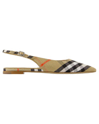 Burberry Slingback Flats Plaid Canvas Women Brown | Beige Mules & Clogs