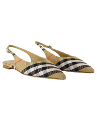 Burberry Slingback Flats Plaid Canvas Women Brown | Beige Mules & Clogs
