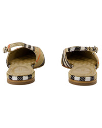 Burberry Slingback Flats Plaid Canvas Women Brown | Beige Mules & Clogs