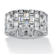 PalmBeach Jewelry Platinum-plated Sterling Silver Baguette Cubic Zirconia Bridal Eternity Ring Sizes 6-10