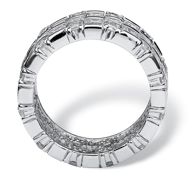 PalmBeach Jewelry Platinum-plated Sterling Silver Baguette Cubic Zirconia Bridal Eternity Ring Sizes 6-10