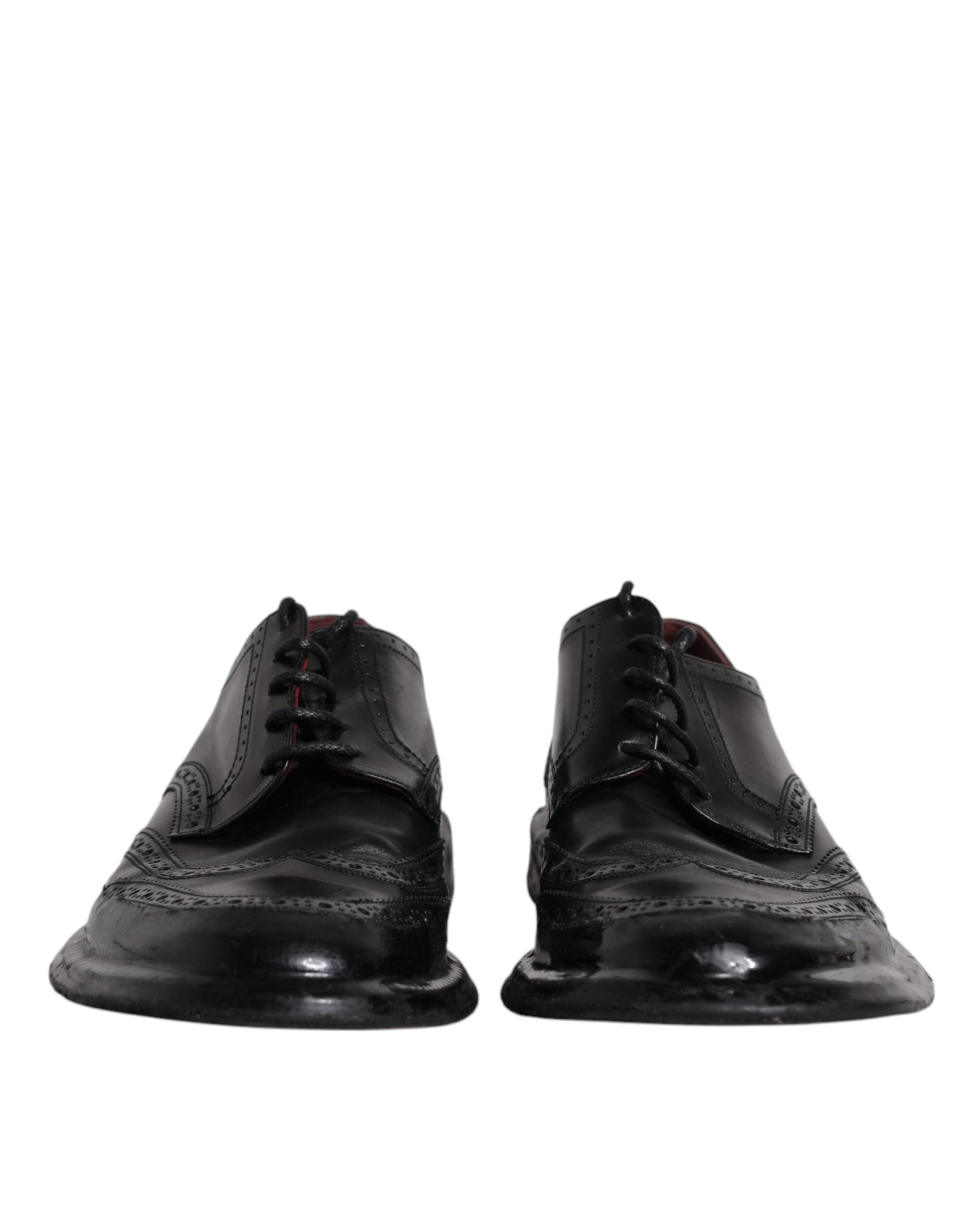 Dolce & Gabbana Dolce & Gabbana Black Leather Derby Wingtip Formal Men's Shoes