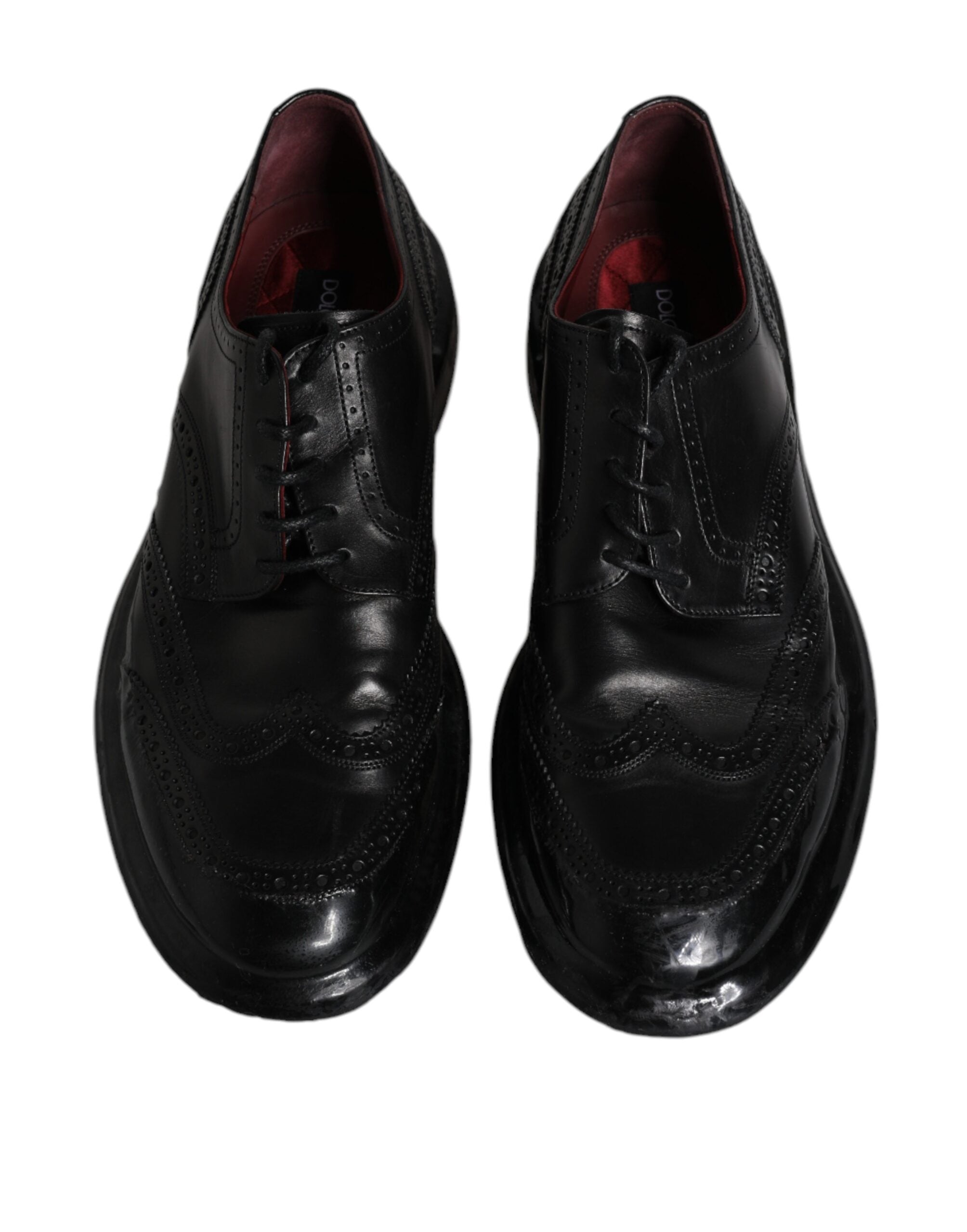 Dolce & Gabbana Dolce & Gabbana Black Leather Derby Wingtip Formal Men's Shoes