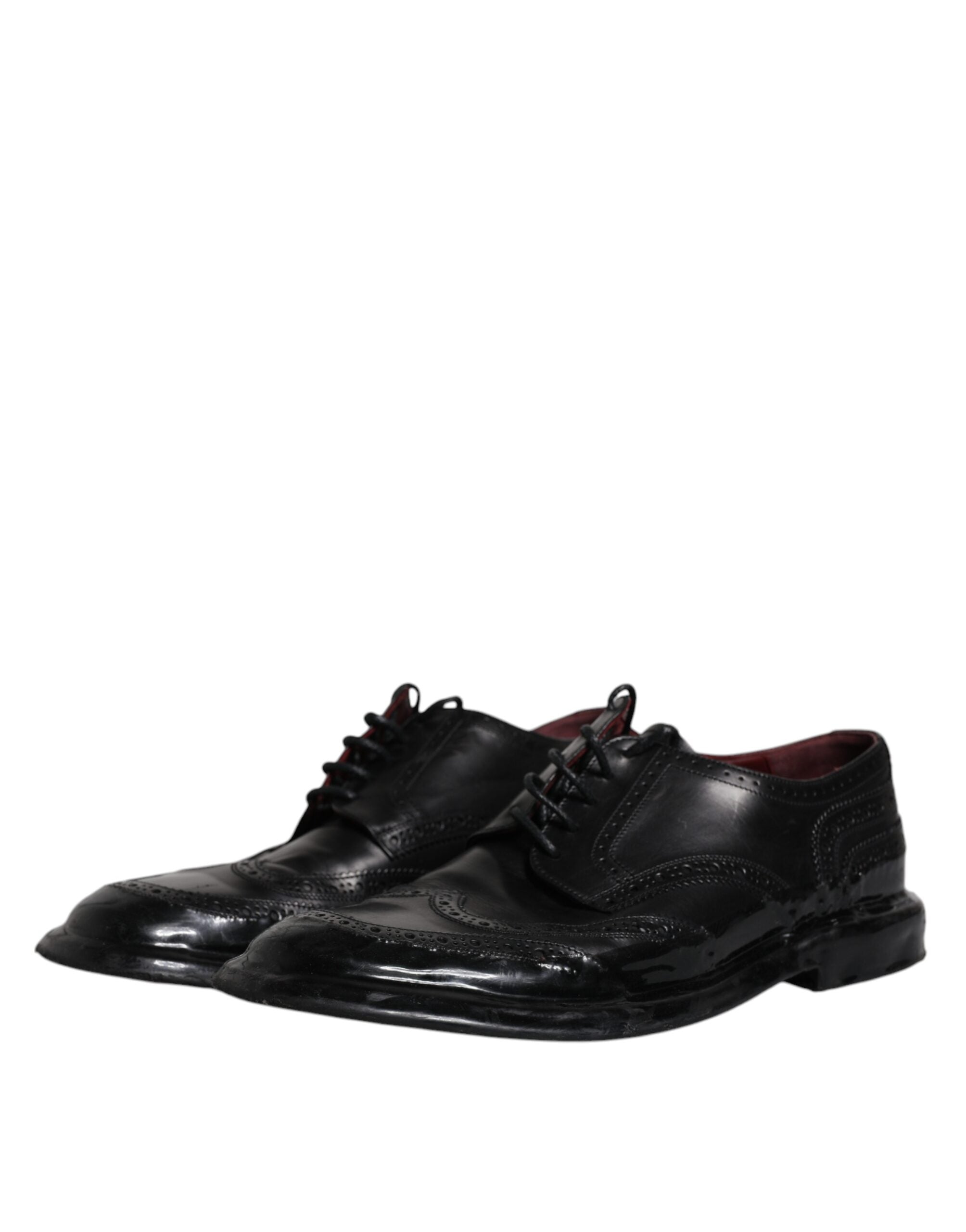 Dolce & Gabbana Dolce & Gabbana Black Leather Derby Wingtip Formal Men's Shoes
