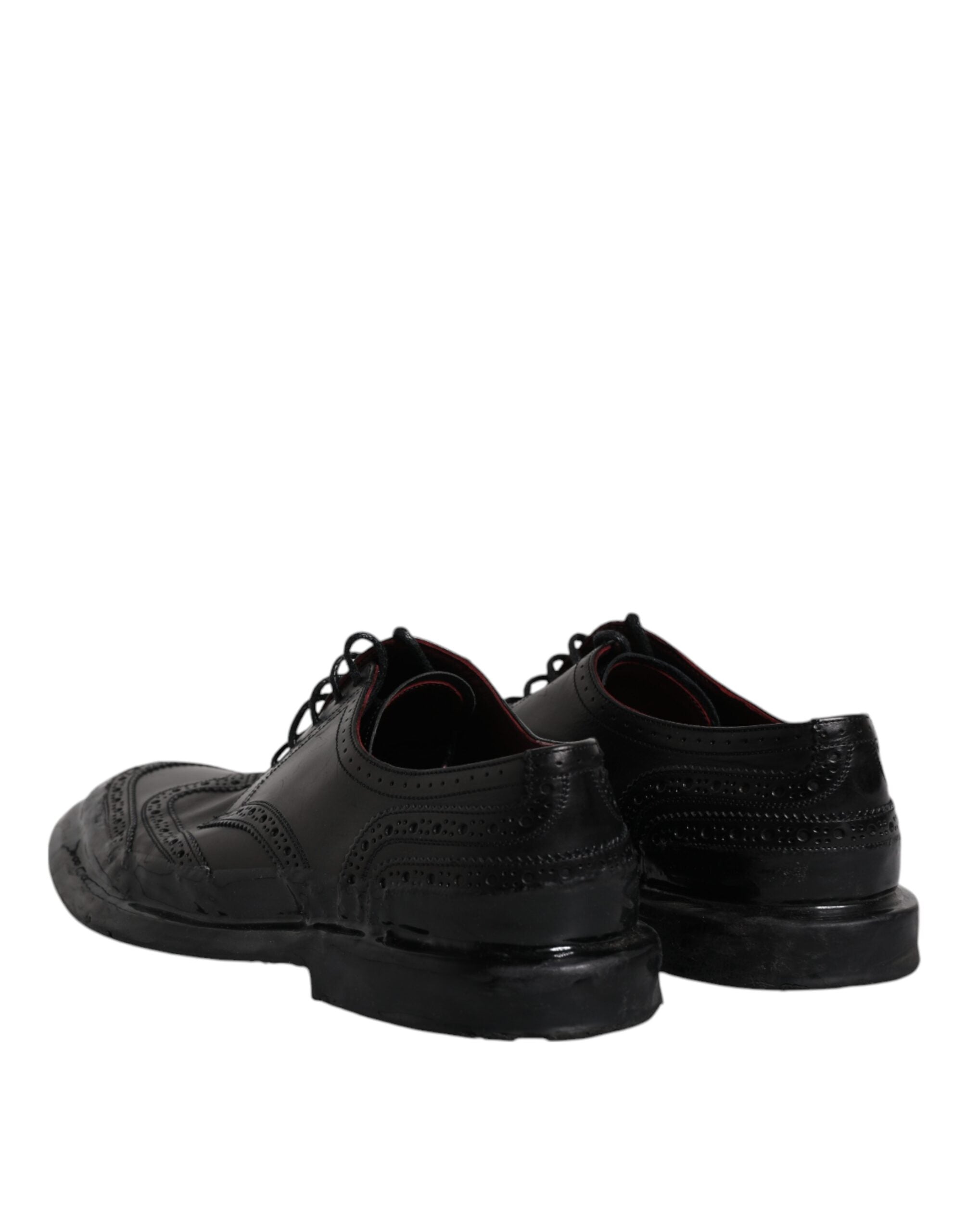 Dolce & Gabbana Dolce & Gabbana Black Leather Derby Wingtip Formal Men's Shoes