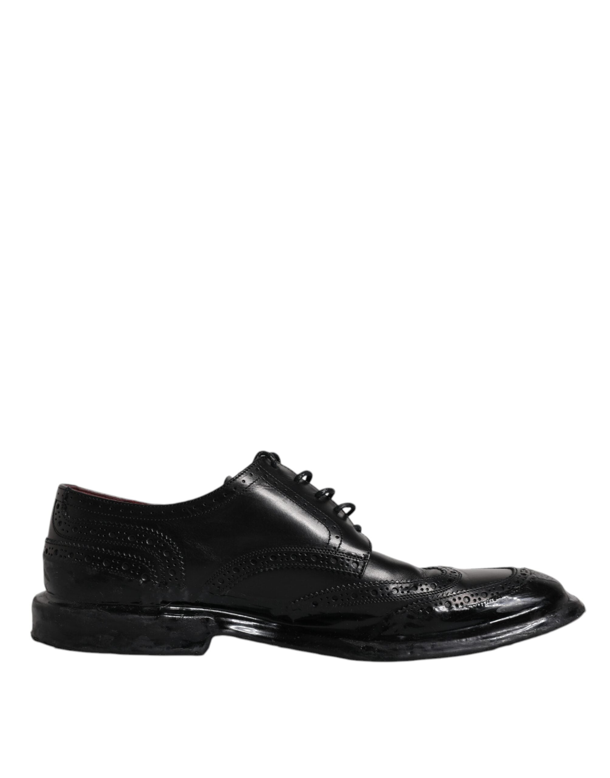 Dolce & Gabbana Dolce & Gabbana Black Leather Derby Wingtip Formal Men's Shoes