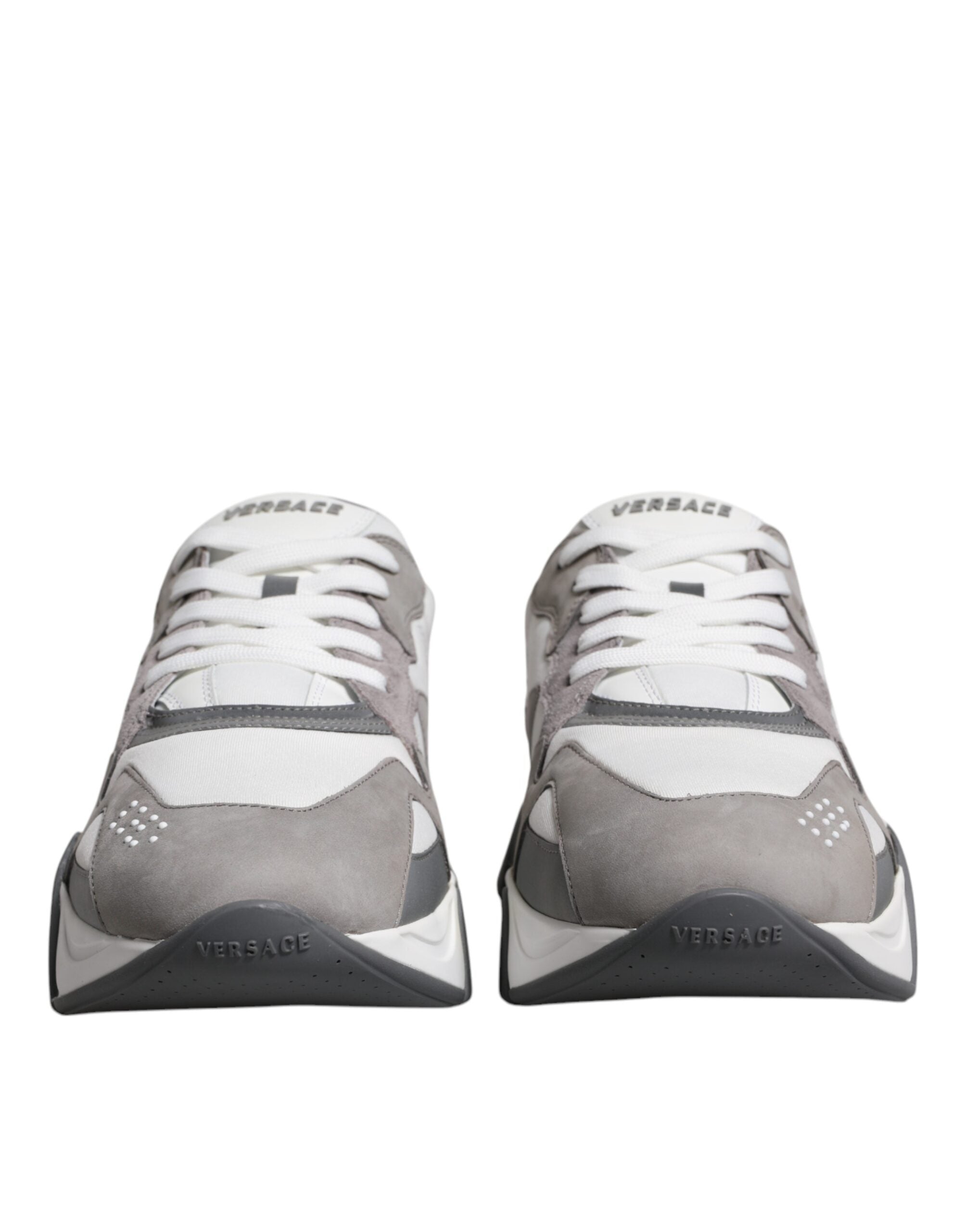 Versace Grey Leather Neoprene Chunky Low Top Squalo Sneakers Men's Shoes