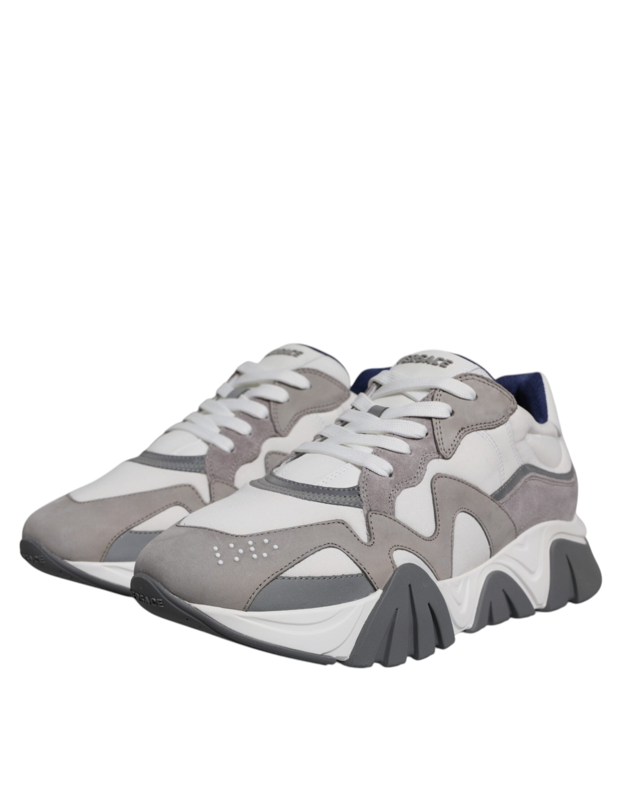 Versace Grey Leather Neoprene Chunky Low Top Squalo Sneakers Men's Shoes
