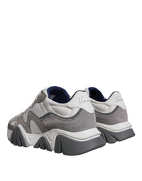 Versace Grey Leather Neoprene Chunky Low Top Squalo Sneakers Men's Shoes