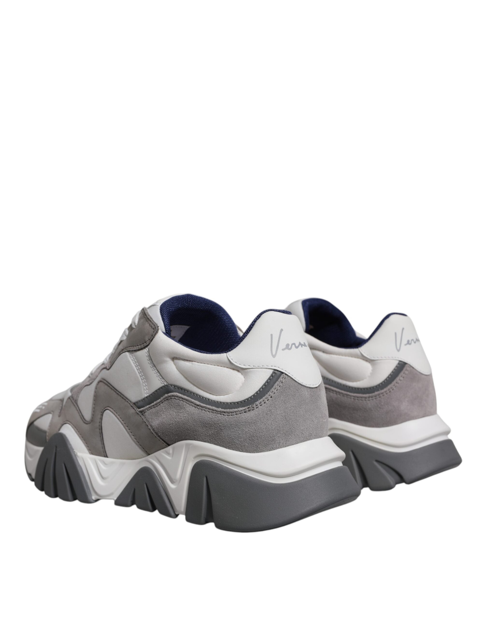 Versace Grey Leather Neoprene Chunky Low Top Squalo Sneakers Men's Shoes