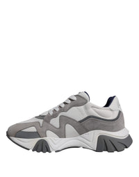 Versace Grey Leather Neoprene Chunky Low Top Squalo Sneakers Men's Shoes