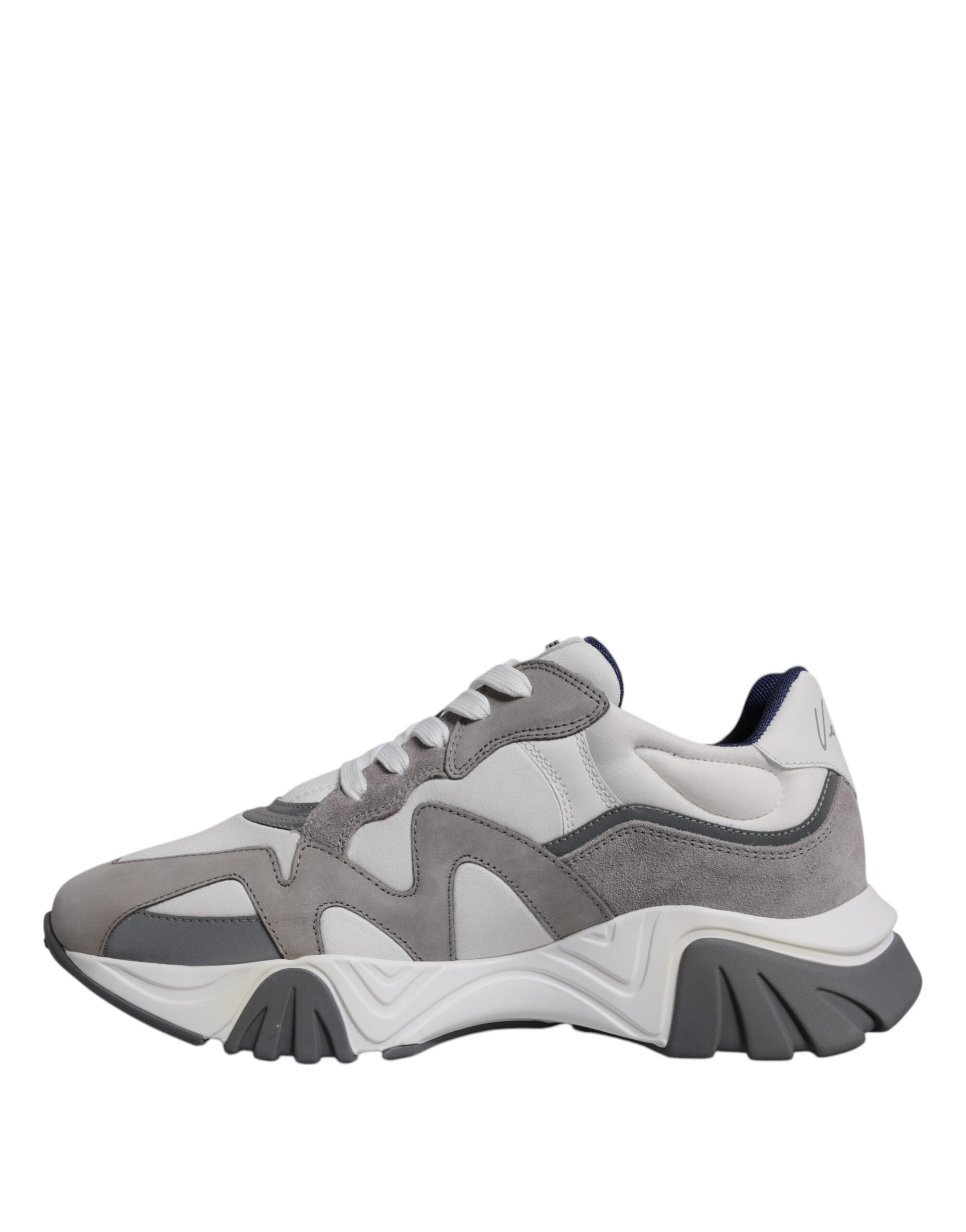 Versace Grey Leather Neoprene Chunky Low Top Squalo Sneakers Men's Shoes