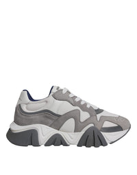 Versace Grey Leather Neoprene Chunky Low Top Squalo Sneakers Men's Shoes