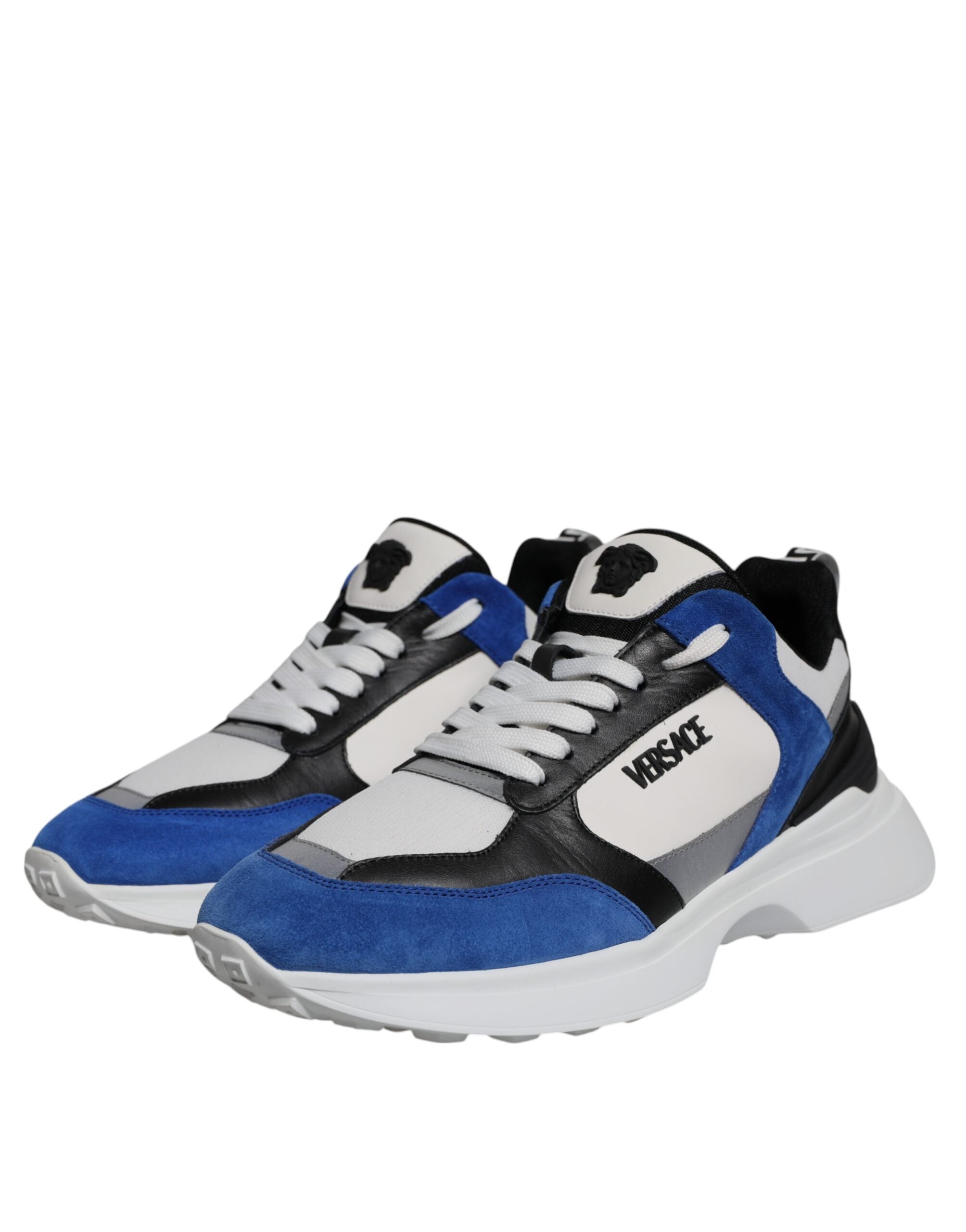 Versace Multicolor Canvas Quad Fabric Medusa Low Top Sneakers Men's Shoes
