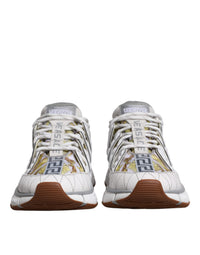 Versace White Trigreca Barocco Print Low Top Sneakers Men's Shoes