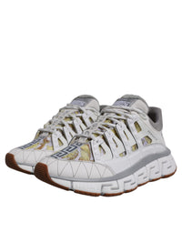 Versace White Trigreca Barocco Print Low Top Sneakers Men's Shoes