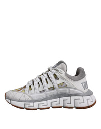 Versace White Trigreca Barocco Print Low Top Sneakers Men's Shoes