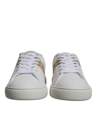 Versace White Brown Greca Print TPU Low Top Men Sneakers Men's Shoes