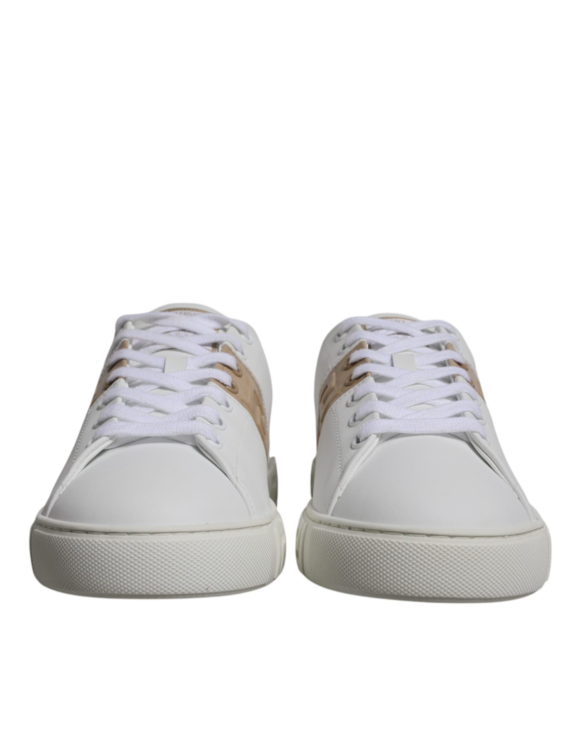 Versace White Brown Greca Print TPU Low Top Men Sneakers Men's Shoes
