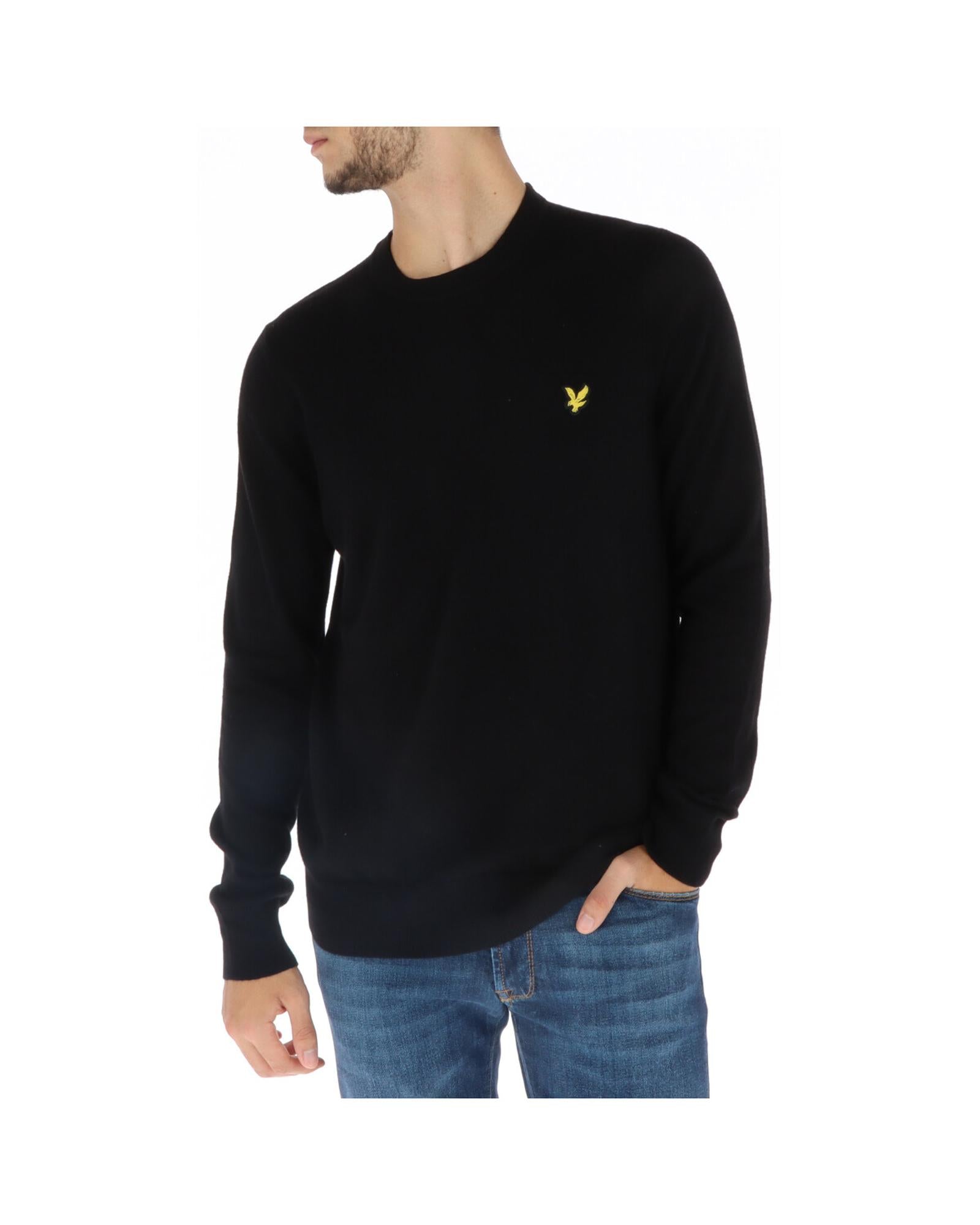 Lyle & Scott Classic Crew Neck Jumper - 100% Merino Wool - Black Black