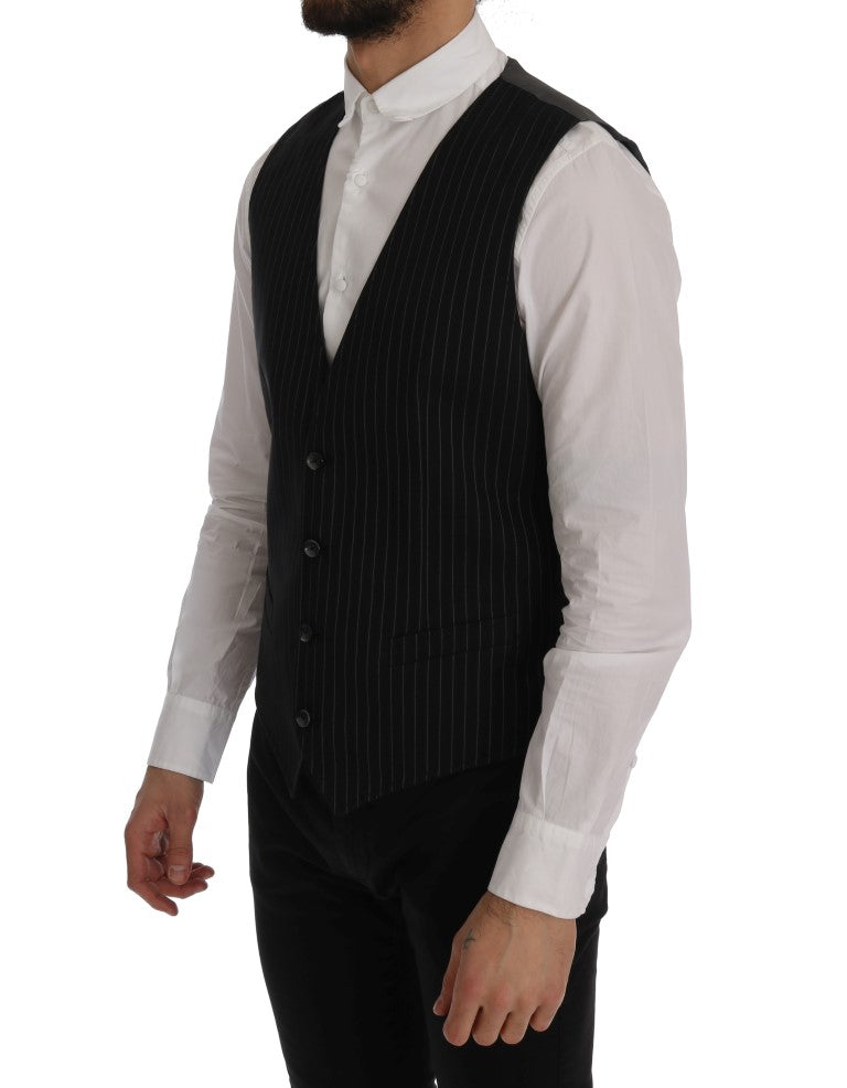 Dolce & Gabbana Black STAFF Cotton Striped Men's Vest