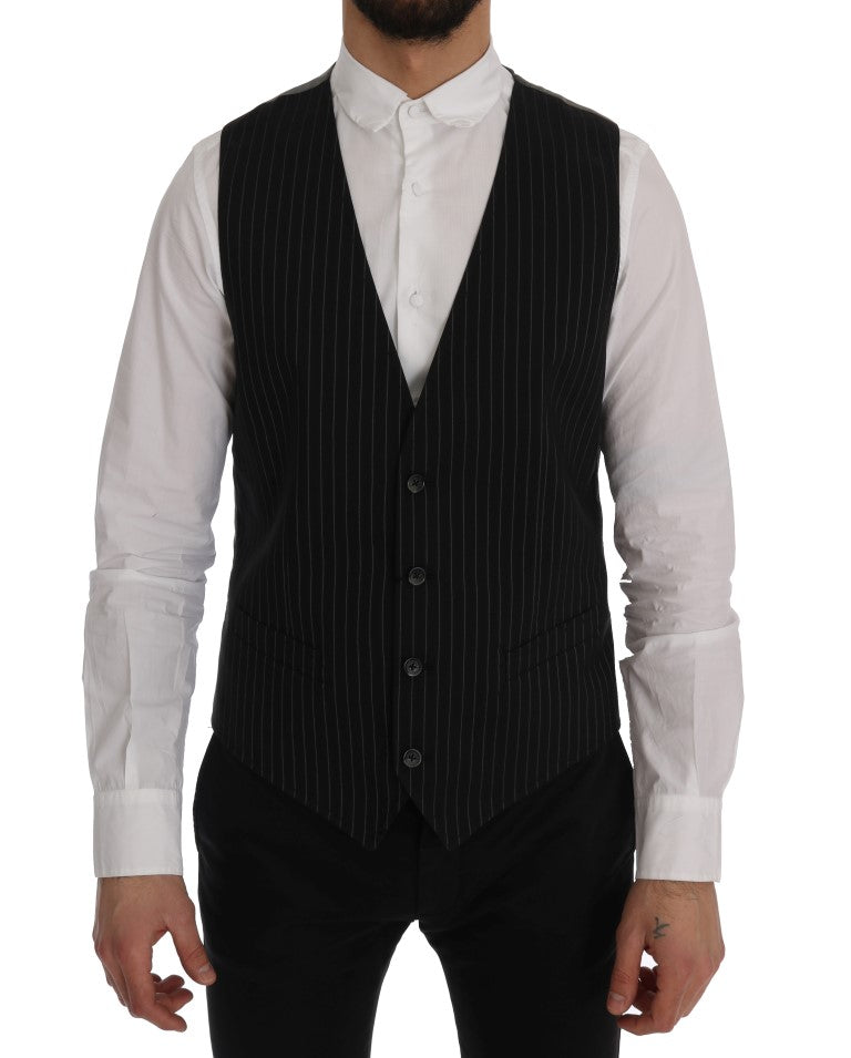 Dolce & Gabbana Black STAFF Cotton Striped Men's Vest