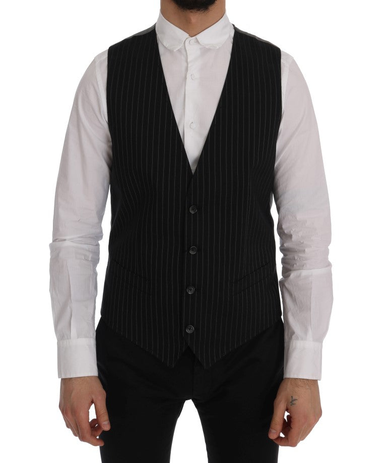 Dolce & Gabbana Black STAFF Cotton Striped Men's Vest
