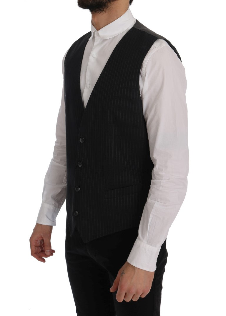Dolce & Gabbana Gray STAFF Cotton Striped Men's Vest