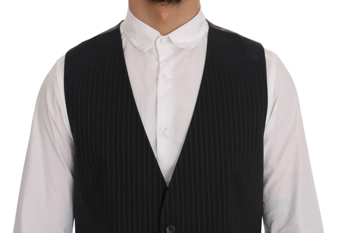 Dolce & Gabbana Gray STAFF Cotton Striped Men's Vest